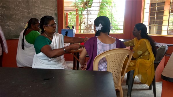 Vaccination for 11th grade students by Dr.Indra Gandhi (Primary health centre – kottakuppam)